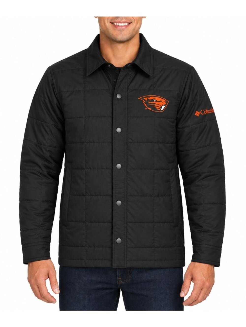 Columbia Oregon State Beavers Men's XXL Black Orange Campus Roam Quilted Jacket